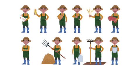 Farmer and gardener with different poses