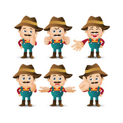 Farmer and gardener with different poses