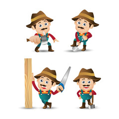 Farmer and gardener with different poses