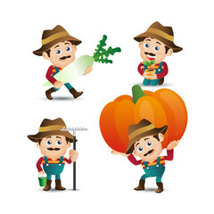 Farmer and gardener with different poses