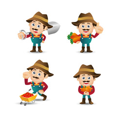 Farmer and gardener with different poses