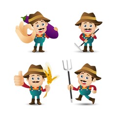 Farmer and gardener with different poses