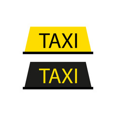 Poster with yellow checkers taxi. Vector illustration.