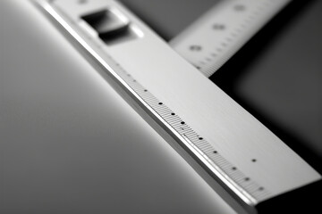Minimalistic, stylized close-up of a ruler, generative ai
