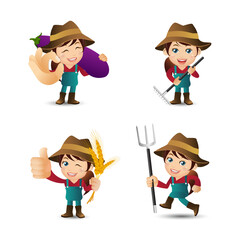 Farmer and gardener with different poses