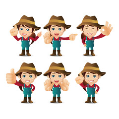 Farmer and gardener with different poses