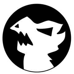 black and white of evil monster logo