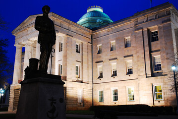A sculpture and statue of Ensign Worth Bagley, a hero of the Spanish American War, stands on the...