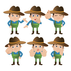 Farmer characters in different poses