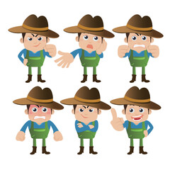 Farmer characters in different poses
