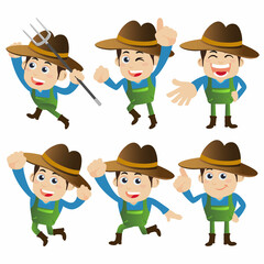 Farmer characters in different poses