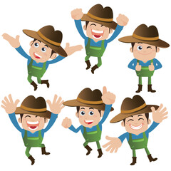 Farmer characters in different poses