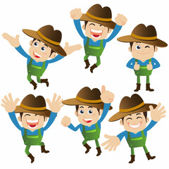 Farmer characters in different poses
