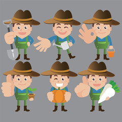 Farmer characters in different poses