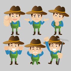 Farmer characters in different poses
