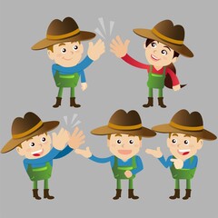 Farmer characters in different poses