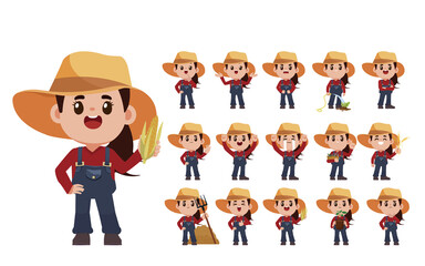Farmer characters in different poses