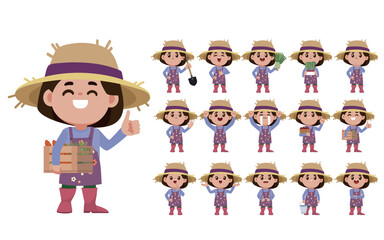 Farmer characters in different poses