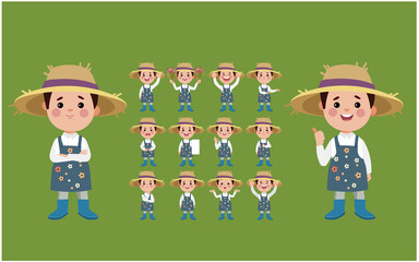 Farmer characters in different poses