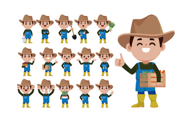 Farmer characters in different poses