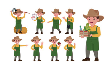 Farmer and gardener with different poses