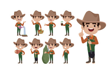 Farmer and gardener with different poses