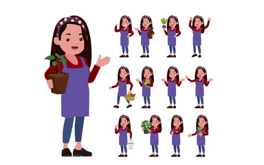 Farmer and gardener with different poses