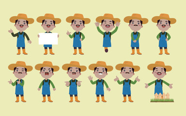 Fototapeta premium Farmer and gardener with different poses