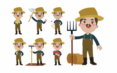 Farmer and gardener with different poses