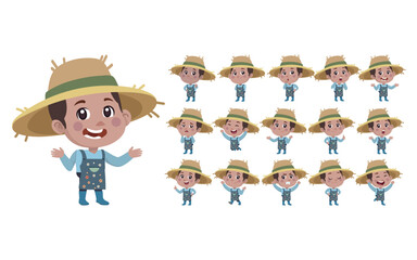 Farmer and gardener with different poses