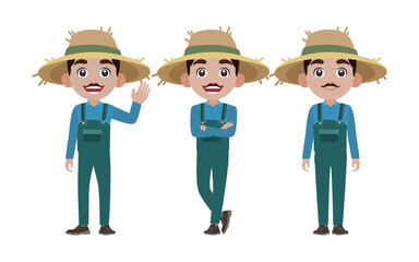 Farmer and gardener with different poses