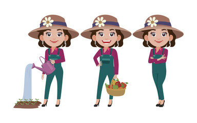 Farmer and gardener with different poses
