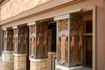 Details of the Columns at the studio and home of architect Frank Lloyd Wright , Oak Park, Illinois...
