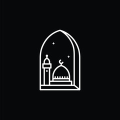 Islamic window and mosque.