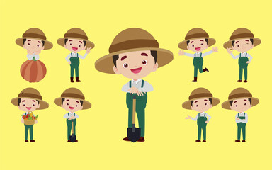 Fototapeta premium Farmer and gardener with different poses