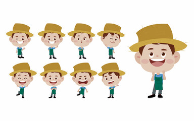 Farmer and gardener with different poses