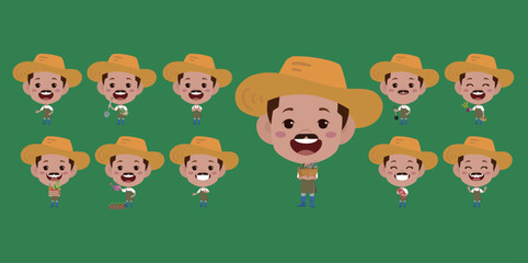 Farmer and gardener with different poses