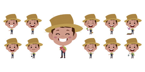 Farmer and gardener with different poses