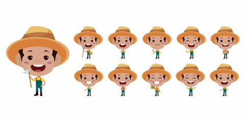 Farmer and gardener with different poses