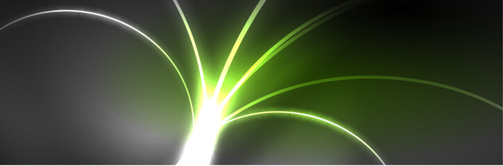 Neon glowing fluid wave lines, magic energy space light concept, abstract background wallpaper design