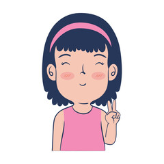 woman doing peace and love