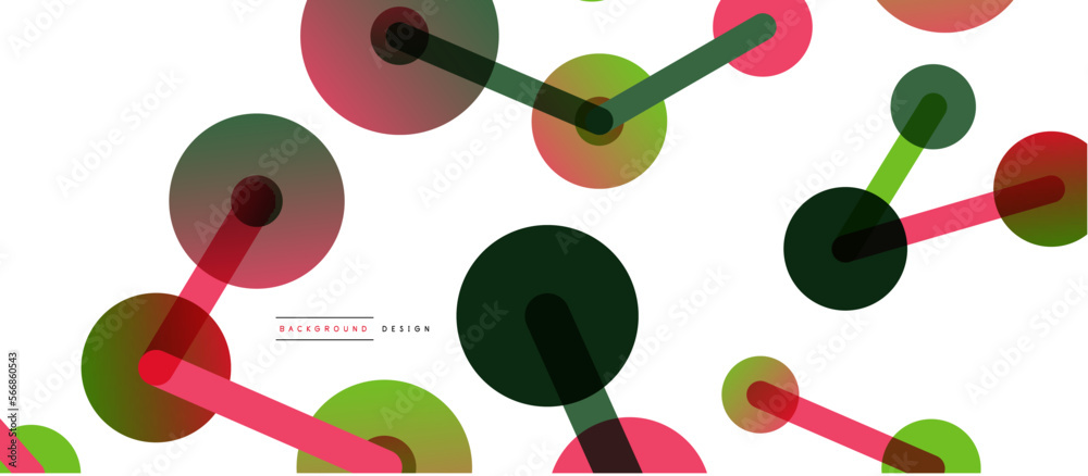 Aufkleber Line points connections geometric abstract background. Circles connected by lines. Trendy techno business template for wallpaper, banner, background or landing