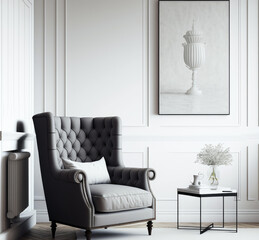 interior has a armchair on empty white wall background