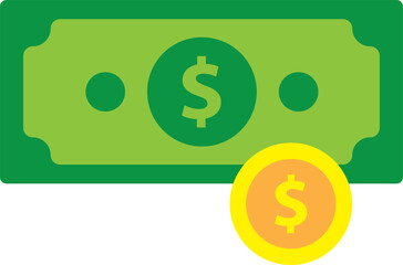 Dollar money cash and coin vector illustration.
