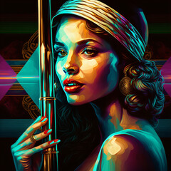 portrait of a woman in a pop art deco style Generative Ai