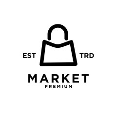 Market shop bag initial M logo icon design template modern