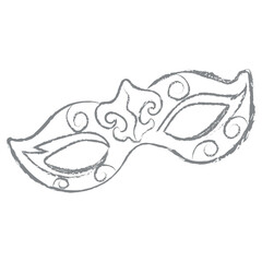 Drawn carnival mask on white background