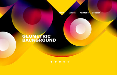 Website landing page abstract geometric background. Circles and round shapes. Web page for website or mobile app wallpaper