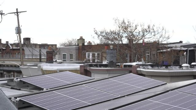 Solar panels on a rooftop in Philadelphia