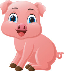 Obraz na płótnie Canvas Cute little pig cartoon on white background
